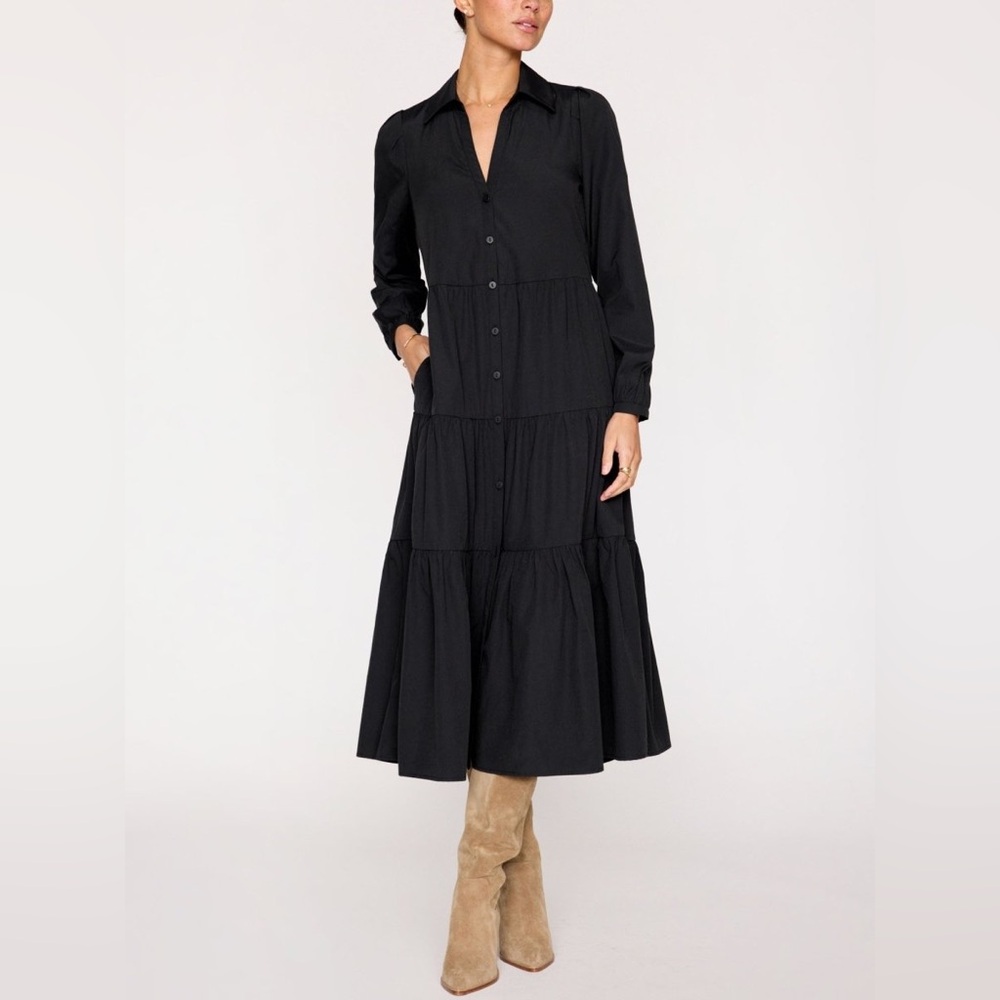 Brochu Walker Black Long Sleeve Tiered Dress XS